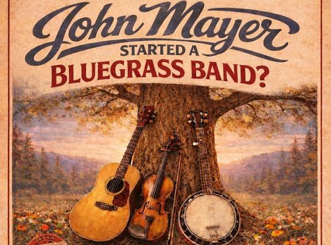 guitar, fiddle and banjo laying against a tree